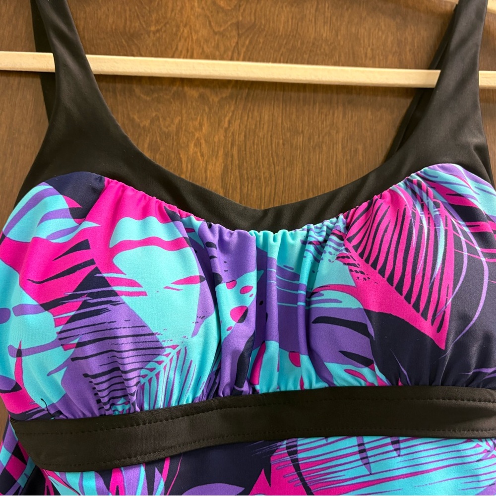 Gerry Weber Pink and Blue Tropical Print Tankini Top Size Medium - Picture 2 of 5